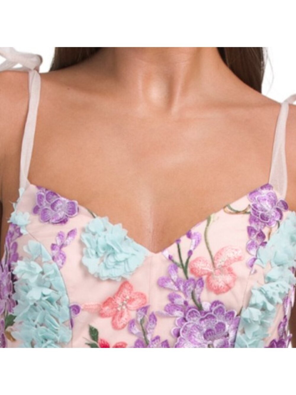 DRESS THE POPULATION Embroidered Floral Mini Cocktail Dress - Picture 3 of 5